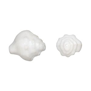 Bead, Preciosa, Czech pressed glass, opaque alabaster luster, 15x12mm nassa shell. Sold per pkg of 10.