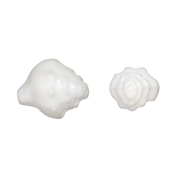 Bead, Preciosa, Czech pressed glass, opaque alabaster luster, 15x12mm nassa shell. Sold per pkg of 10. image number 0