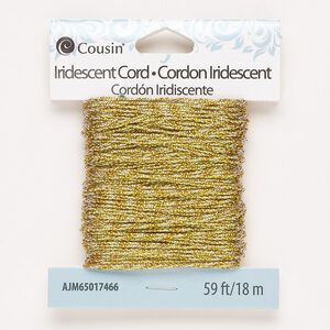Cord, nylon, iridescent gold, 1mm round. Sold per 59-foot pkg.