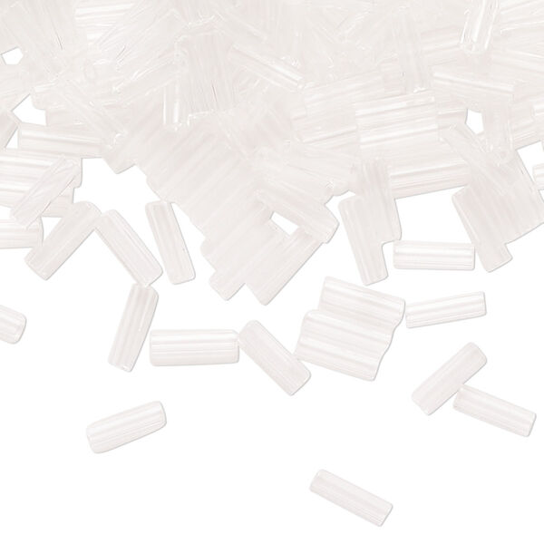 Bugle bead glass 1pk #3 round tube, 50 gram clear image number 0