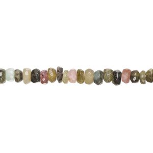 Multi-tourmaline 1pkg1, hand-cut faceted rondelle bead natural 8 inch 4x2mm-5x3mm