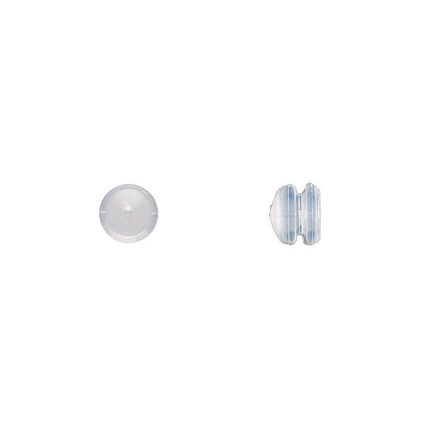 Earnut, silicone, clear, 6x5mm mushroom. Sold per pkg of 100 pairs. image number 0