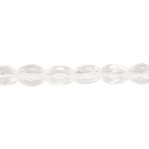 Bead, glass, clear, 8x6mm faceted oval. Sold per pkg of (2) 14-inch strands.