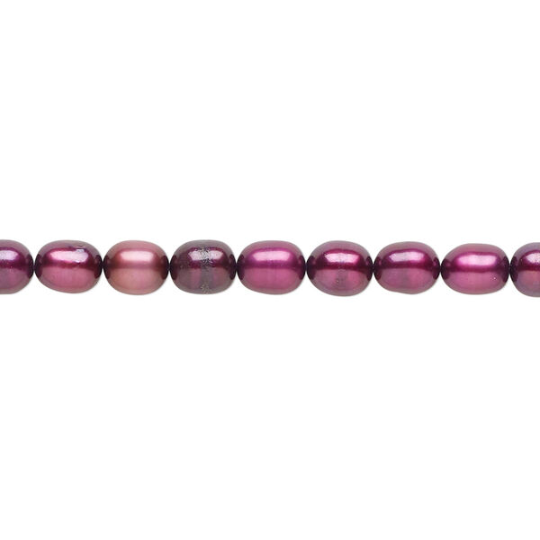 Pearl 1pkg1 cultured freshwater, 4-6mm rice C grade, 15 inch dyed wine image number 0