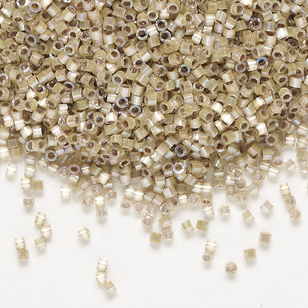 Seed bead, Delica®, glass, pkg/7.5g, #11 round, opaque silk satin silver-lined smoky quartz (DB-0680). image number 0