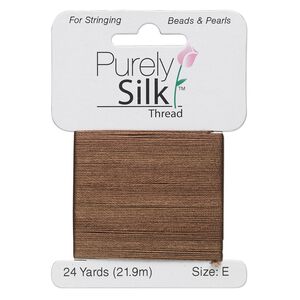 Thread, Purely Silk™, chestnut, size E. Sold per 24-yard card.
