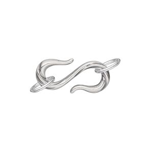 Clasp S-hook 1pkg1 silver-plated pewter (tin alloy), 22x10mm / 8mm 16 gauge closed jump ring, antique JBB Findings 1-strand