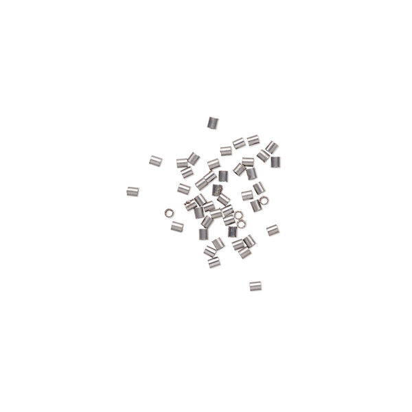 Crimp, stainless steel, pkg/50, 1.1x1mm round tube, 0.7mm inside diameter. image number 0