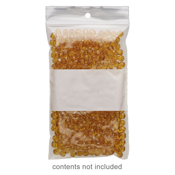 Bag, Tite-Lip™, plastic, clear and white, 3x5-inch top zip with block and hole. Sold per pkg of 1,000. image number 0