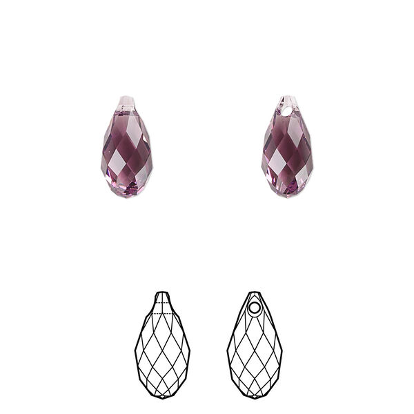 Briolette 2pk iris, Crystal Passions® 11x5.5mm pendant drop 6010 image number 0
