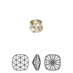 Fancy stone 144pk crystal golden shadow foil back, Swarovski® 8mm rose cut cushion 4471