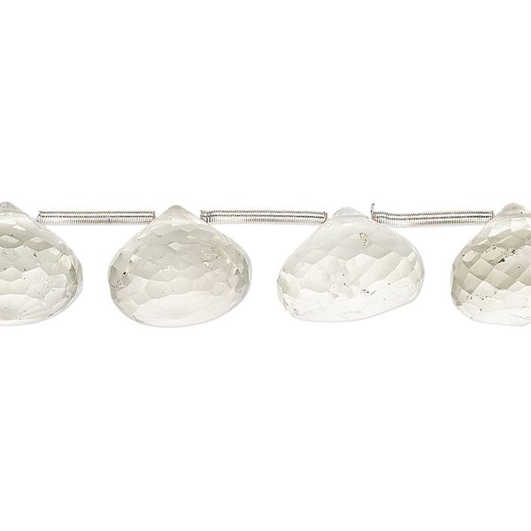 Green quartz 1pkg13, hand-cut top-drilled faceted teardrop bead 11x8mm-12x10mm image number 0