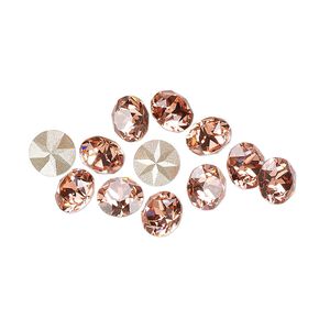 Chaton 12pk rose peach foil back, Crystal Passions® 6.14-6.32mm round xirius SS29 1088