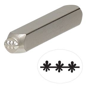 Stamp, ImpressArt®, steel, 6mm star border, 2-1/2 x 3/8 inches. Sold individually.