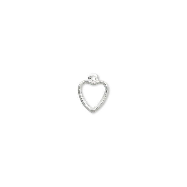 Charm, silver-plated brass, 8x7mm open heart. Sold per pkg of 100. image number 0