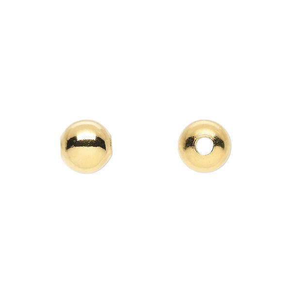 Bead, gold-plated brass, 8mm round. Sold per pkg of 100. image number 0