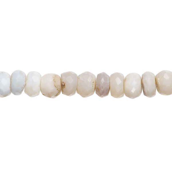 White opal 1pkg1, hand-cut faceted rondelle bead natural 8 inch 6x3mm-7x5mm image number 0