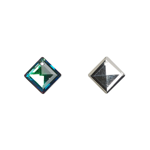 Drop, glass, opaque clear Bermuda green, 10mm diamond. Sold per pkg of 12. image number 0