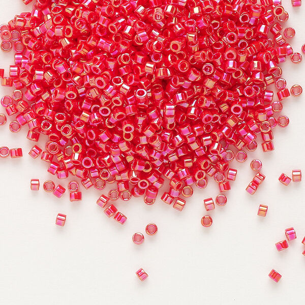 Seed bead, Delica®, glass, pkg/250g, #11 round, opaque rainbow vermillion red (DB-0159). image number 0