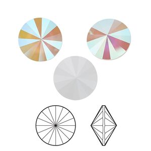 Chaton 2pk crystal powder grey AB, Crystal Passions® 14mm rivoli 1122