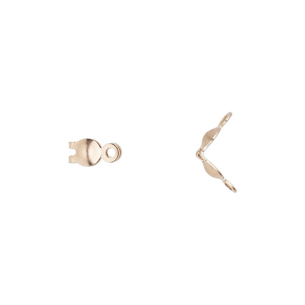 Bead tip, 14Kt rose gold-filled, 6.5x3.5mm bottom clamp-on with 2 closed loops. Sold per pkg of 2. image number 0