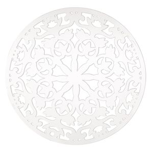 Focal, Lazer Lace™, stainless steel, 42mm single-sided fancy domed round. Sold per pkg of 2.