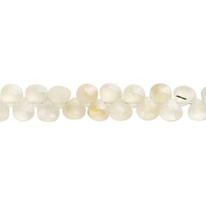 Prehnite 1pkg1, hand-cut top-drilled faceted puffed teardrop bead natural 7 inch 4-5mm