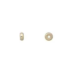 Bead, brass, 5x2mm heishi. Sold per pkg of 100.