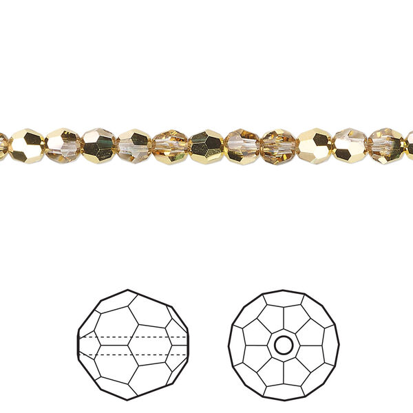 Bead 1pkg144 crystal aurum, Crystal Passions® 4mm round 5000 image number 0