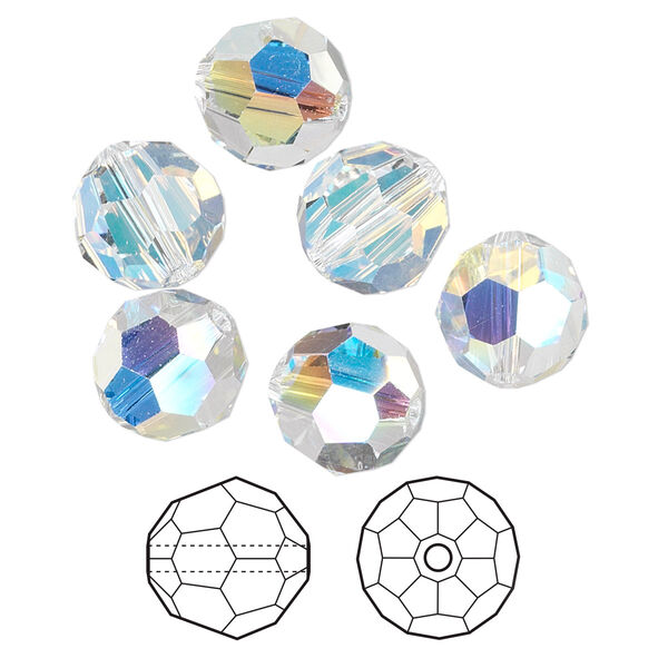 Bead 6pk crystal AB, Crystal Passions® 10mm round 5000 image number 0