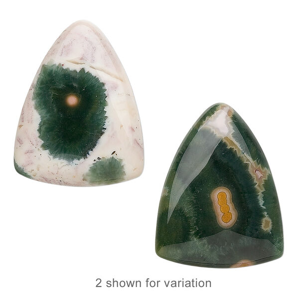 Cabochon, ocean jasper (natural), 26x26x20mm calibrated triangle, B grade, Mohs hardness 6-1/2 to 7. Sold individually. image number 0
