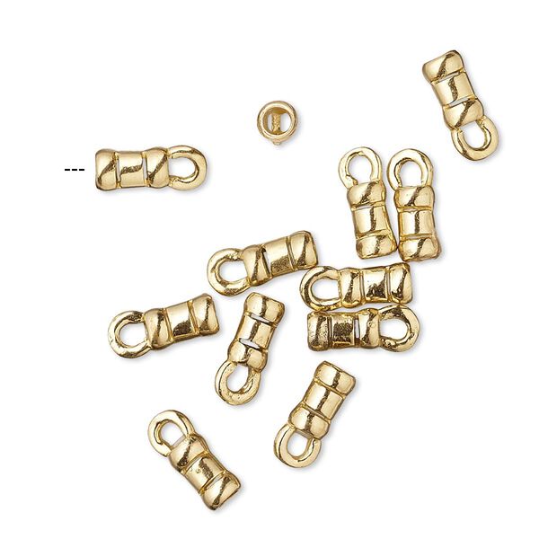 Crimp end, JBB Findings, brass, 6x3.5mm tube with loop, 2mm inside diameter. Sold per pkg of 10. image number 0