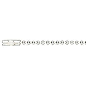 Chain 1pkg1 sterling silver, 2mm ball 20 inch / connector clasp