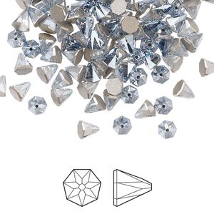 Flat back 6pk crystal blue shade foil back, Crystal Passions® 4mm round spike 2019