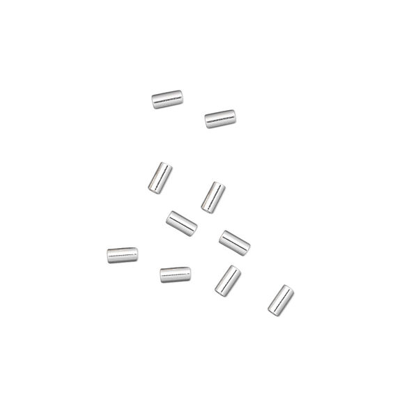 Crimp, sterling silver, 3x1.5mm micro cut tube, 1.1mm inside diameter. Sold per pkg of 10. image number 0