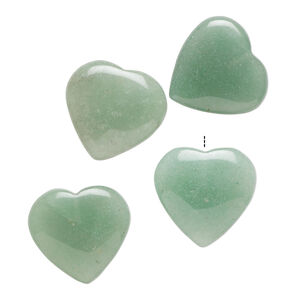 Green aventurine 1pkg4, half-drilled puffed heart drop natural 19-20mm