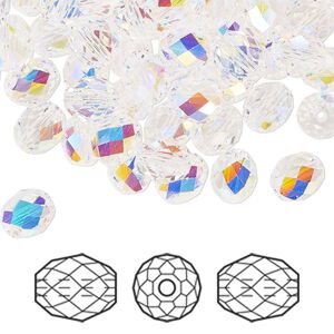 Bead 288pk crystal AB, Swarovski® 7x6mm olive briolette 5044