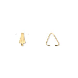 Bail, ice-pick, gold-plated brass, 8x3.5mm, 6mm grip length. Sold per pkg of 100.