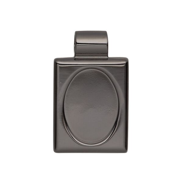 Pendant, gunmetal-plated "pewter" (zinc-based alloy), 30x18mm single-sided rectangle with 18x13mm oval setting and tube bail. Sold individually. image number 0