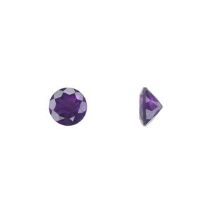 Gem, amethyst (natural), 8mm faceted round, A grade, Mohs hardness 7. Sold individually.