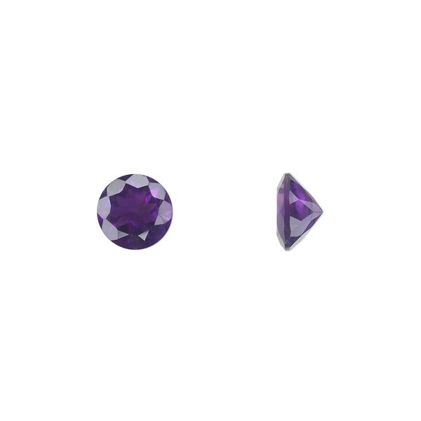 Gem, amethyst (natural), 8mm faceted round, A grade, Mohs hardness 7. Sold individually. image number 0
