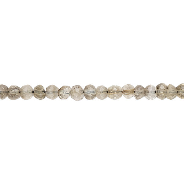 Bead, smoky quartz (heated / irradiated), light, 3x2mm-4x3mm hand-cut faceted rondelle, C grade, Mohs hardness 7. Sold per 12-inch strand. image number 0