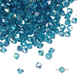 Bead 720pk indicolite AB, Preciosa Czech crystal 4mm bicone