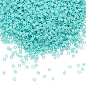 Seed bead, Delica®, glass, pkg/50g, #11 round, opaque sea opal (DB-1136).