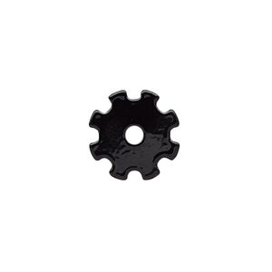 Component, painted steel, black, 15mm gear with 2.5mm center hole. Sold per pkg of 10.