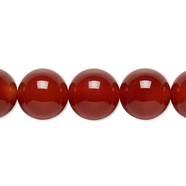 Bead, carnelian (dyed / heated), 12mm round, C grade, Mohs hardness 6-1/2 to 7. Sold per 15-1/2" to 16" strand. image number 0