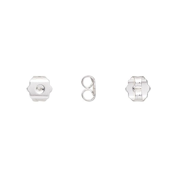 Earnut 1pkg20 silver-plated, 6x6mm star, brass 10 pair image number 0