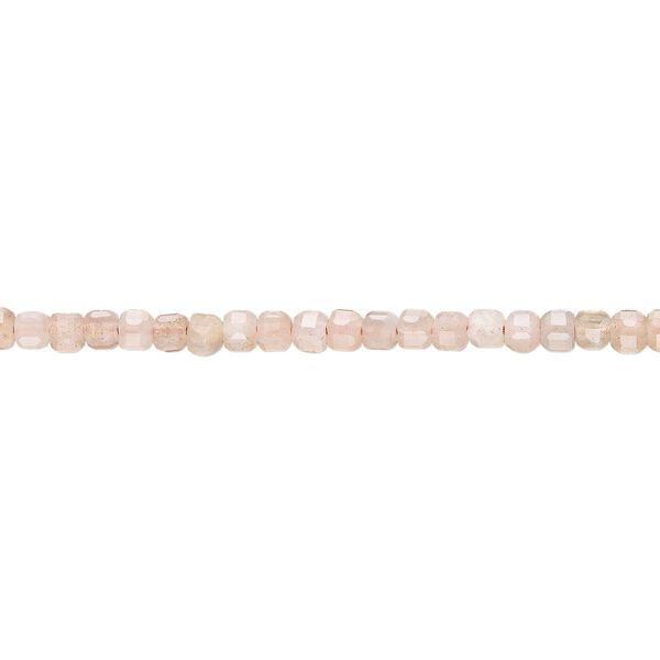 Peach moonstone 1pkg1, faceted cube bead natural 15.5-16 inch 2-2.5mm image number 0