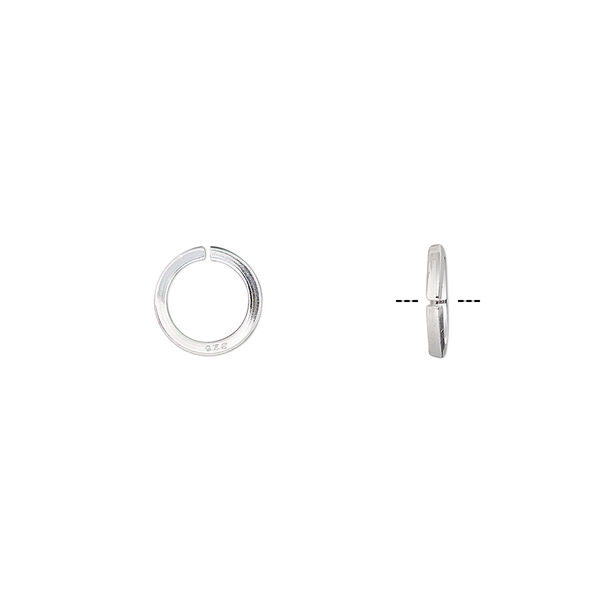 Jump ring, sterling silver, 8mm round square wire, 6mm inside diameter, 18 gauge. Sold per pkg of 50. image number 0