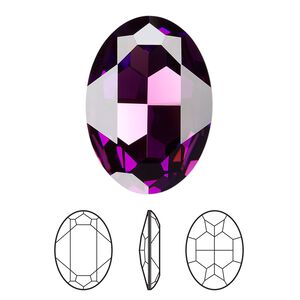 Fancy stone 24pk amethyst foil back, Swarovski® 30x22mm oval 4127